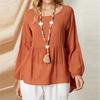 Summer Women's Plus Size Doll Shirt Loose Top Lantern Sleeve Faux Blouse