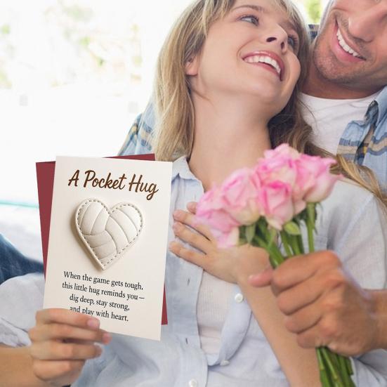 Volleyball Heart Pocket Hug Handmade Encouragement Token Symbol of Teamwork Courage Inspirational Gift for Volleyball Lovers Family And Friends