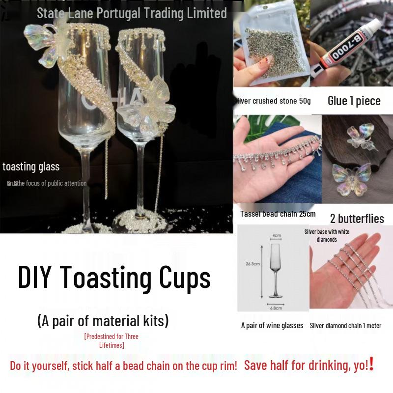 Фиолетовая кисточка Мозаика Бабочка Бокал для тостов с шампанским Набор для самостоятельной сборки для свадеб