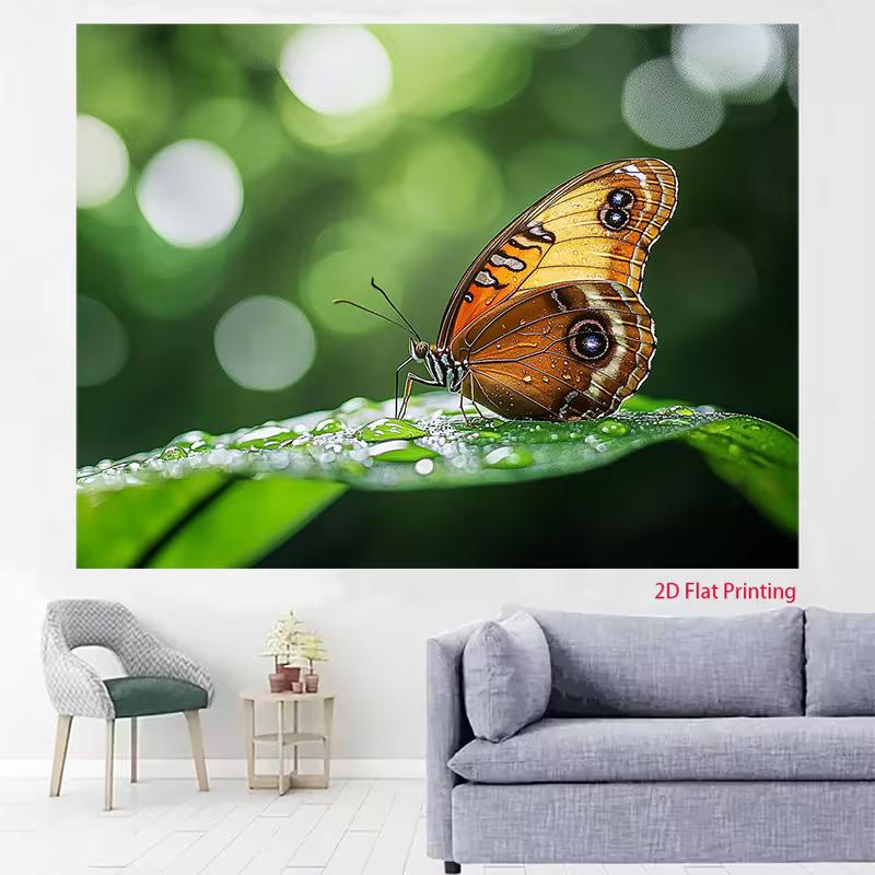 2D Flat Green Bokeh Butterfly Backdrop Nature Photography Background Cloth