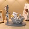 Lucky Cat Resin Craft Key Holder for Home Decor & Children's Room Storage