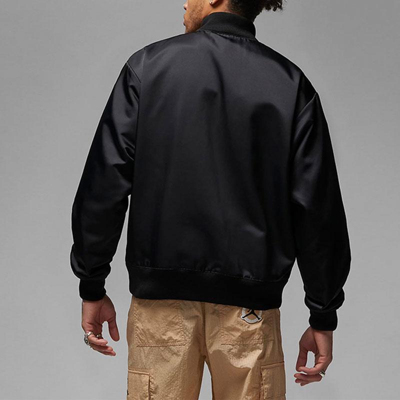 Jordan Alphabet Print Baseball Collar Long Sleeve Jacket Men Jackets Black DV7578-010