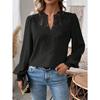 Осенне-зимняя мода V-образный вырез кружева однотонные длинные рукава повседневные женские топы блузки и рубашки