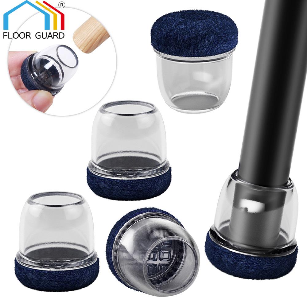 8PCS Black Round Chair Leg Protectors Foot Cover Diagonal with Thick Wrap Felt Pads Silicone Furniture Table Feet Protect Floors