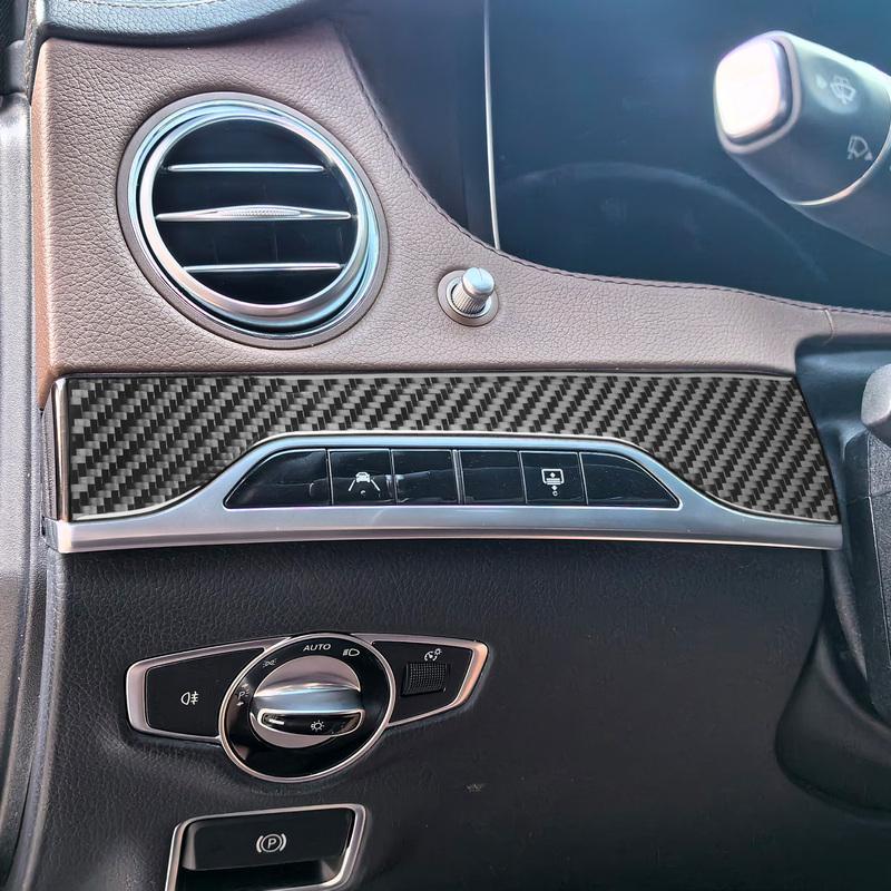 For Mercedes-Benz S-Class W222 2013- Real Carbon Fiber Sticker Dashboard Lane Assist Panel Car Accessories ide Decorative