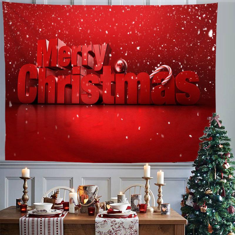 Red Xmas Christmas Snowflakes Winter Nights Fireplace Printed Pattern Tapestry Home Living Room Bedroom Wall Decoration Tapestry