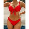 Женский бикини-комплект с высокой талией, купальник из двух частей, купальный костюм с драпировкой для контроля живота