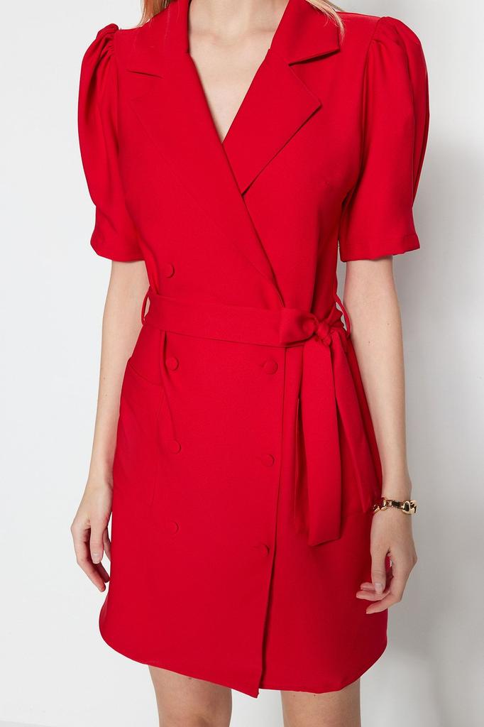 Женское стильное платье, черная мини-тканая куртка с поясом, тканое платье