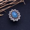 Natural Blue Chalcedony Gemstone 925 Sterling Silver Ring Size 7.25 C1w01