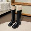 Thick Sole Long Barrel Knight Boots Women's Shoes 2024 New Autumn and Winter Plush Cotton Boots Snow Boots