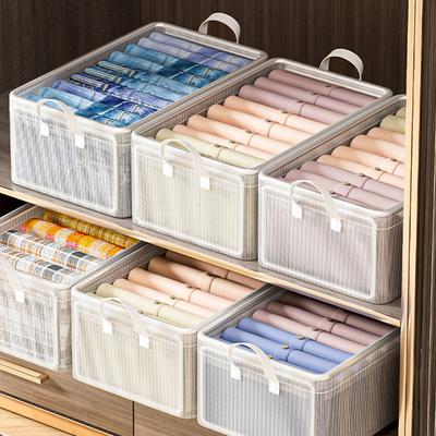 Прозрачная корзина для хранения одежды из ПВХ, ящик для хранения нижнего белья, каркас из нержавеющей стали, органайзер для гардероба, водонепроницаемая тканевая коробка