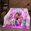 HD Cute Gabbys Dollhouse Cartoon Flannel Blanket,Ultra Soft Warm Plush Throw for Home Bedroom Bed Sofa Cover Picnic Girl Gift
