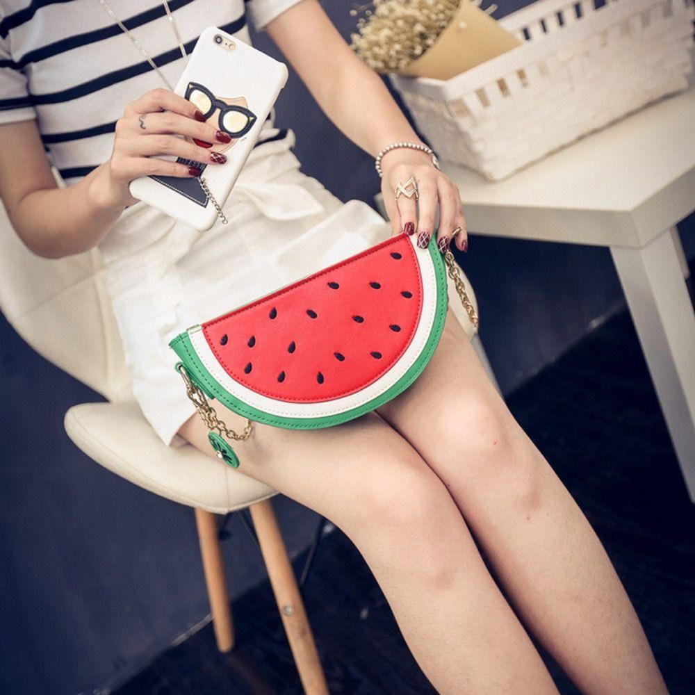 PU Leather Lemon Shoulder Bag Phone Watermelon Bag Casual Fruit Handbag Summer