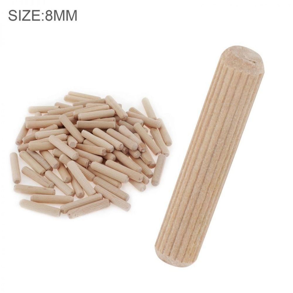 100Pcs Woodworking Chamfered Wooden Dowel Pins Wood Carvings Bed Drawers Round Grooved Plugs