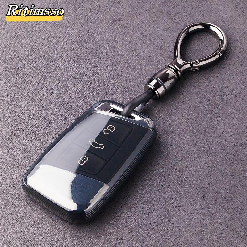 New Transparent TPU Car Key Case Cover Bag for VW Volkseagen Passat B8 Magotan for Skoda Superb A7 Kodiaq Seat Shell Fob