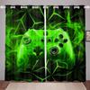 Gaming Curtains Drapes Kids Gamer Video Games Curtain Set for Boys Modern Game Controller Fabric Curtain Green Gamer 2Pieces