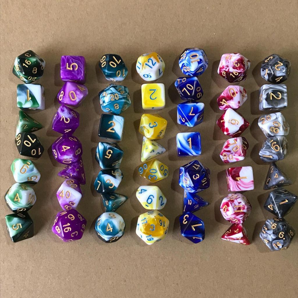 Набор из 7 шт. Акриловые многогранные кубики Double-Colors D8 D10 D10% D12 D20 для настольных игр, семейных игр, RPG