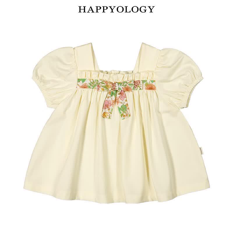 Девочковый вязаный топ Happyology с коротким рукавом и бантом