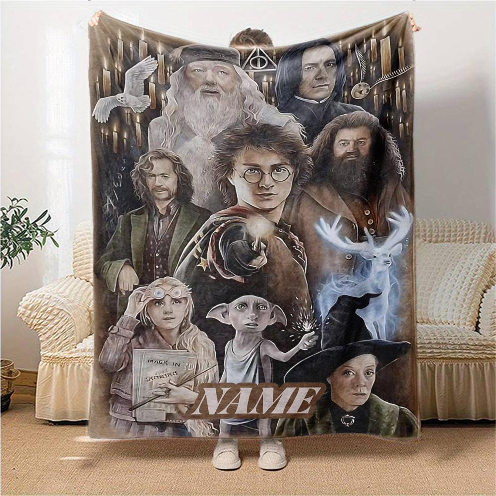 Custom Name Harry Potter Magic Train blanket for Couch & Bed, Plush Cozy Fuzzy Blanket Super Soft & Warm Blankets for Fall and Winter. 0908103