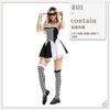Halloween Circus Costume Cruella De Vil Cosplay Outfit Sexy Girl Party Dress