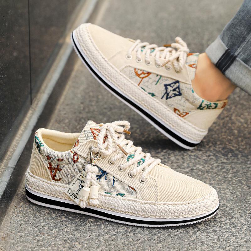 Canvas men's shoes summer breathable versatile casual board shoes soft sole heightening linen shoes men