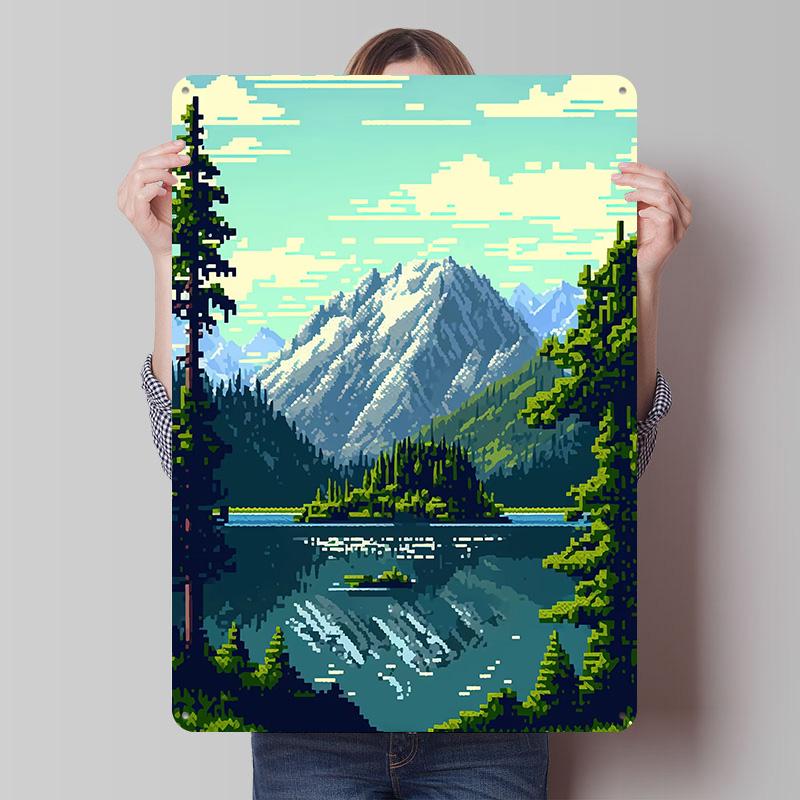 Beautiful Pixel Art Tinplate Posters Customizable Wall Art Retro Vintage Metal Signs for Home Room Bedroom Decorations Wand Deko