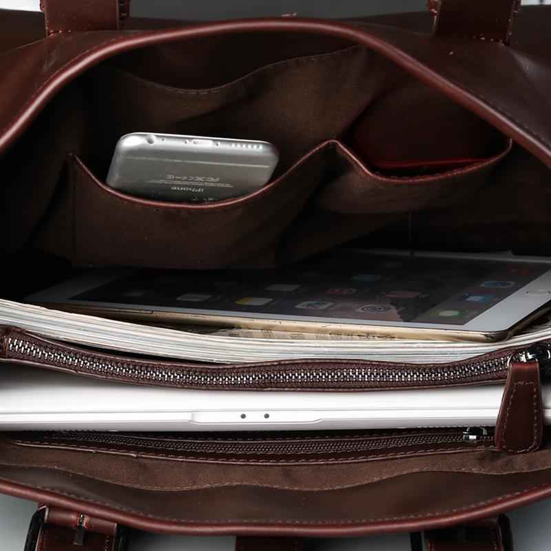 Мужские сумки, кожаные портфели большой вместимости, мужские повседневные сумки-мессенджеры, сумки через плечо в стиле ретро, деловые компьютерные сумки