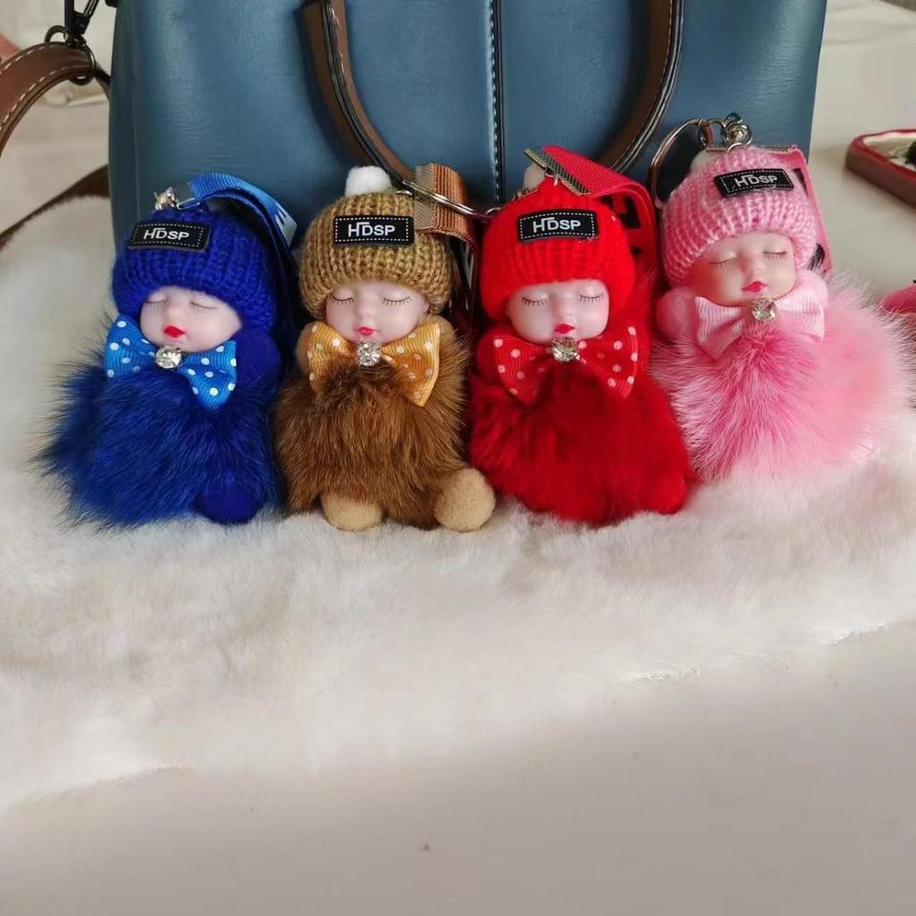 Настоящий мех лисы, кукла для сна, брелок, плюшевый помпон, аксессуар