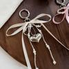 Imitation Pearl Bow Key Ring Ribbon Beaded Keychain Korean Style Hanging Accessories Y2K Heart Bag Pendant School