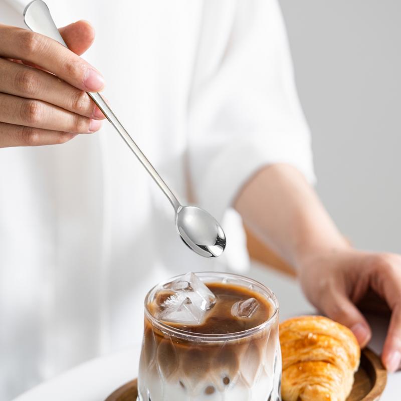 8 шт. Ложка из нержавеющей стали Утолщенная Домашняя Обеденная Публичная Ложка Длинная Ручка Суповые Ложки Круглая Головка Буфет Сервировочная Посуда