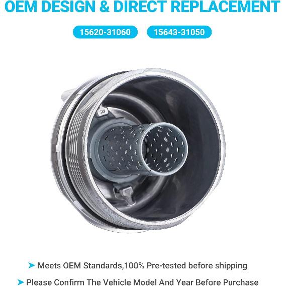 Крышка корпуса масляного фильтра в сборе 15620-31060 с масляной пробкой подходит для Toyota 2005- Tundra RAV4 4Runner Camry Highlander Tacoma Avalon Sienna Venza Lexus