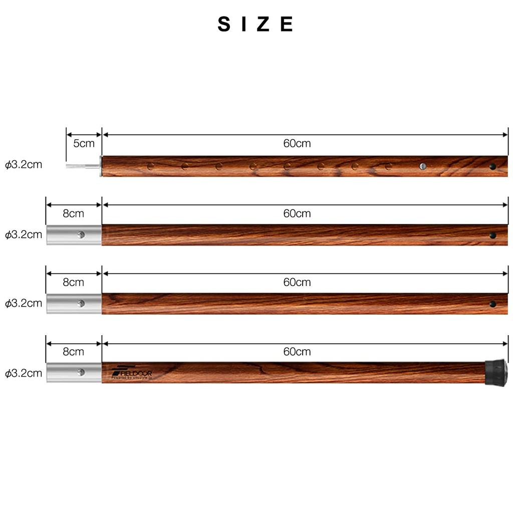 FIELDOOR Aluminum Tent Pole of Bag Grain Connection Adjustable Suitable for Large Tarps and Cotton Tents Push Pins Extendable Split Camping [Set