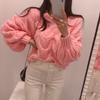 Women's Lantern Sleeve Cable Knit Cardigan - Autumn/Winter Korean Loose Style Sweater