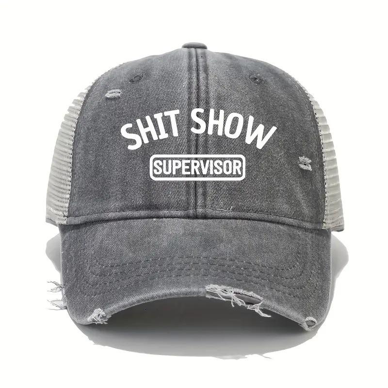 Letter Washed Ripped Baseball Cap Breathable Mesh Cap Women'S Four Seasons Shade Outdoor Versatile Cap Men'S