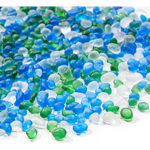 Keedolla 0,5 фунта Сине-зеленый Аквариум для рыбок Бетта, Камни, Гравий, Матовые стеклянные бусины, 6-9 мм, Аквариумные камни, Гравий для аквариума, Камешки для наполнения ваз,