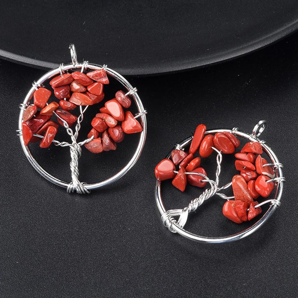 1 шт., кулон «Древо жизни», натуральный камень, обмотка, гравийный кулон для изготовления ювелирных изделий, ожерелье, аксессуар «сделай сам», размер 30x30 мм