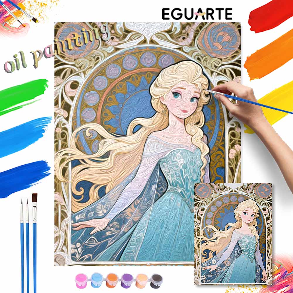 Disney oil painting handmade diy Elsa art Nouveau princess portrait gifts home decorations