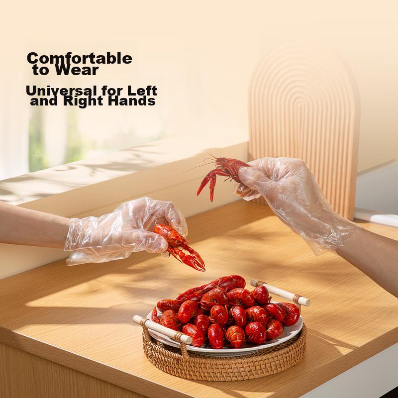 Original Disposable Gloves, Food-Grade Thickened PE Gloves, for Lobster, Barbecue, Camping, Home Use And Catering [200 Pieces]