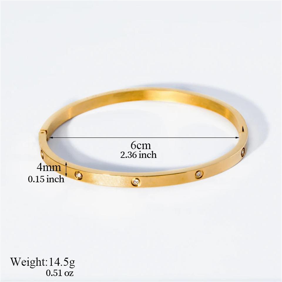 ZAKOL Classic Geometric Stainless Steel Bracelet Bangles With Zircon Exquisite Gold Color Birthday Zircon Gift for Women