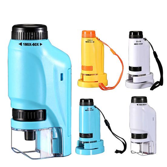 Детский игрушечный микроскоп со светодиодной подсветкой 60-180X биологический микроскоп для малышей портативный ручной