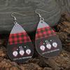 Креативные серьги-письма Санта-Клауса: Двусторонние красно-черные клетчатые полосатые кожаные рождественские украшения