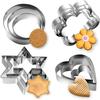Set of 12 Stainless Steel Cookie Cutters - Round, Heart, Star, Flower, DIY Moulds - Large, Medium, and Small - Perfect for Baking, Confectionery, Birt