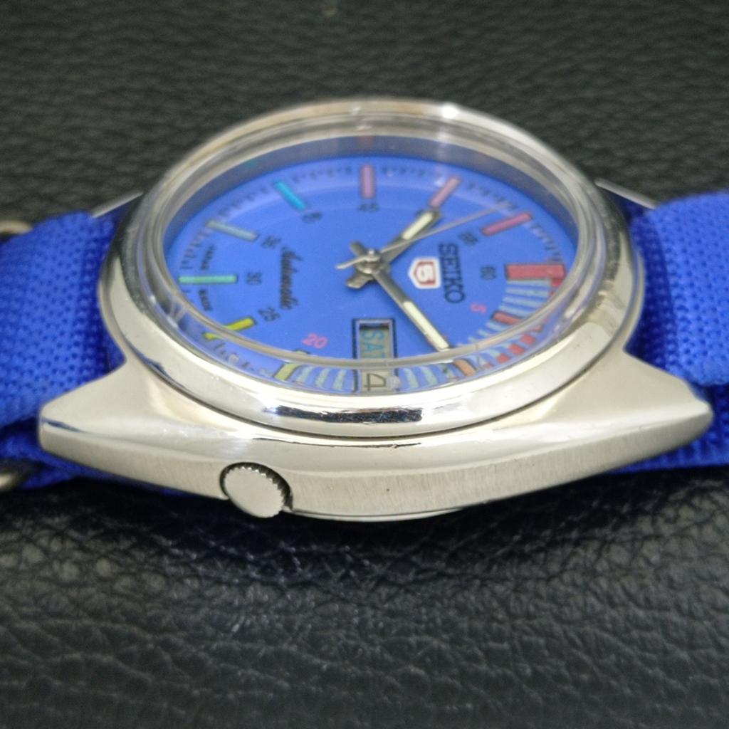 VINTAGE SEIKO 5 AUTOMATIC 7019A JAPAN MENS BLUE COLOR DIAL WATCH a701469-5