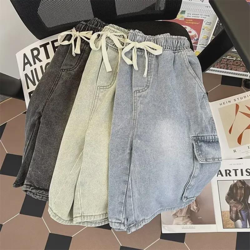 Men's Casual Loose Fit Drawstring Denim Shorts