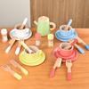 Afternoon Tea Wooden Cookies Cups Tableware Set Children Toys For Role Playing