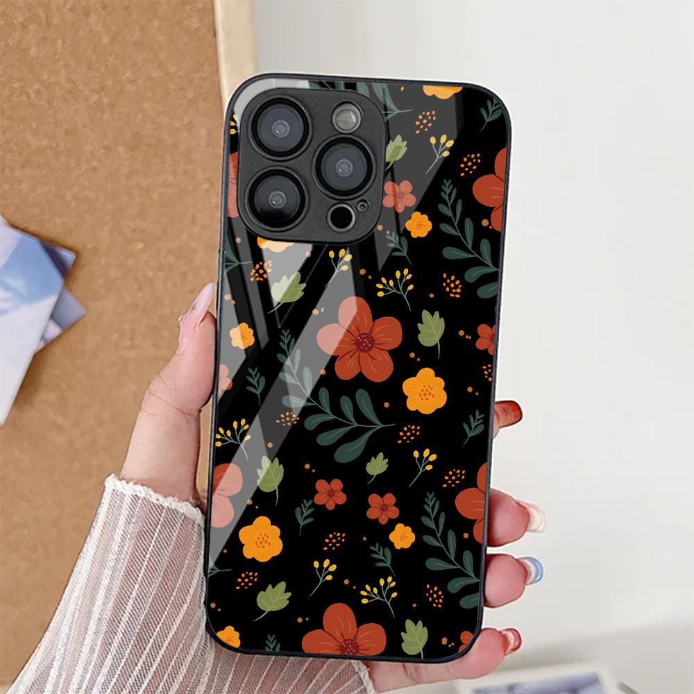 Милый Цветочный Чехол Для Телефона iPhone 17 14 15 13 11 12 16 Pro Max 17 Air 16E SE XR 7 8 Plus Закаленное Стекло Ударопрочный Бампер