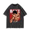 Unisex Anime Baki Haman Tshirts Harajuku Vintage Cotton Washed Tops For Men Hip Hop Streetwear Oversize T-shirt