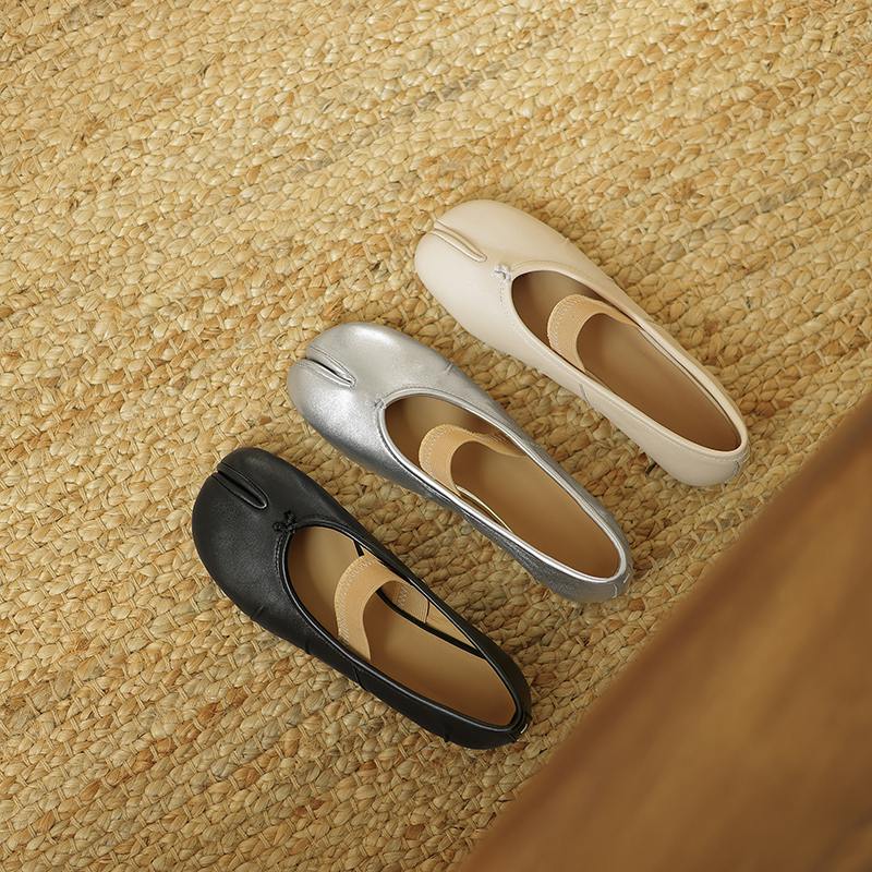 Krazing Pot Sheepskin Spring Summer Size 41 Thick Low Heels Strange Style Women Silver Color Slip on Flats