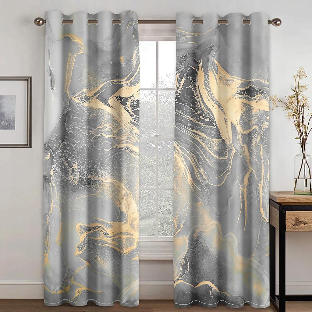 2-панельные шторы с абстрактным геометрическим узором Шторы с принтом в виде мраморной текстуры Шторы для спальни, гостиной и пола
