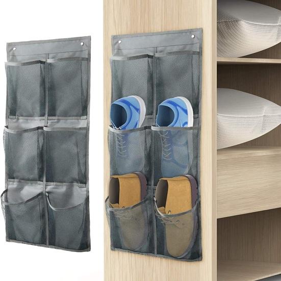 Shoe Rack Thickened Elastic Borders High Bearing Capacity Folded 6 Pockets Storage Space-saving Door Hanging Shoe Rack Bedroom Supply